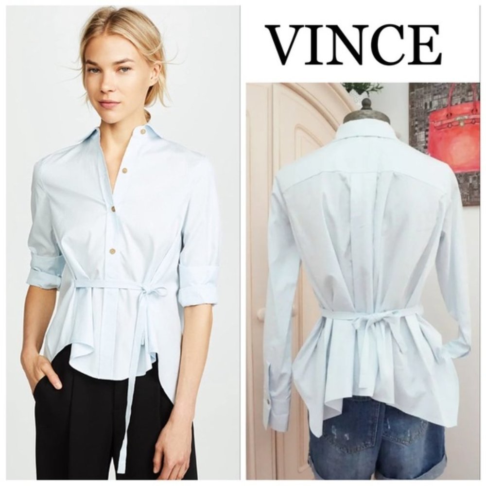 Vince Tie Front Cotton Blouse